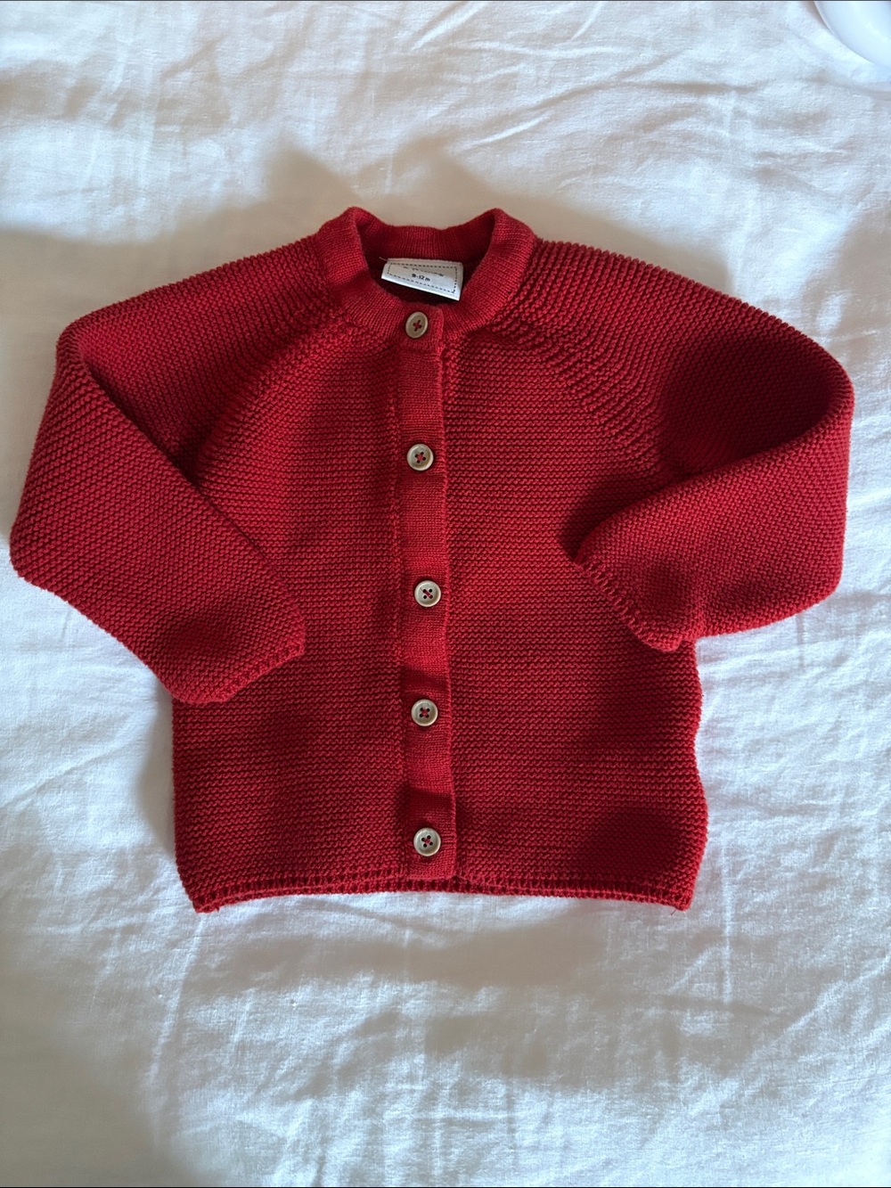 Classic Red Knit Button 100% Cotton Cardigan for Kids